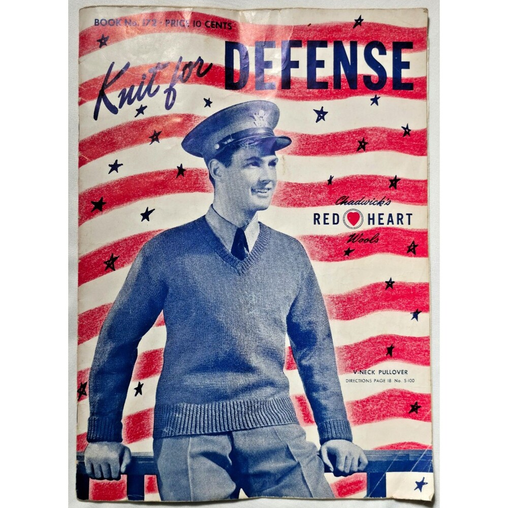 1941 Knit For Defense Homefront Red Heart Wool Patterns World War II US Army